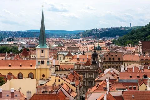 Tiled roofs of Prague. Stock Photos