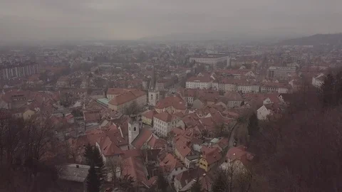 Tiled roofs, Streets of the old town, City of Ljubljana, Slovenia Stock Footage 84333943