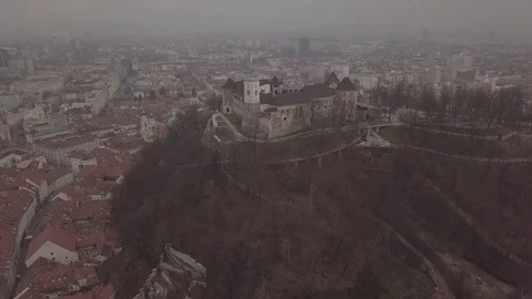 Tiled roofs, Streets of the old town, City of Ljubljana, Slovenia Stock Footage 84335191