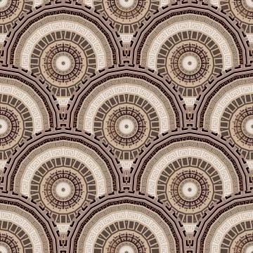 Tiled round mandalas seamless pattern. Elegant deco background. Greek ornamen Stockillustratie