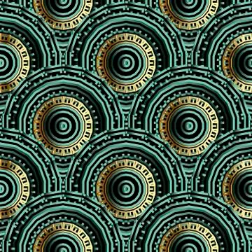 Tiled round mandalas seamless pattern. Ornate deco background. Greek ornament Stockillustratie
