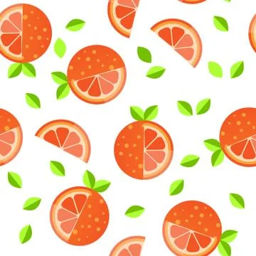 Tiled seamless pattern of cartoon orange slices in modern style. Healthy diet Illustrazione stock