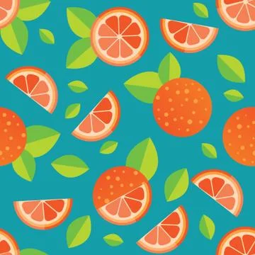 Tiled seamless pattern of cartoon orange slices in modern style. Healthy diet Stock Illustration