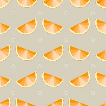 Tiled seamless pattern of cartoon orange slices in modern style. Healthy diet Stock Illustration