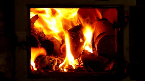 Tiled stove with fire Stock Footage 35526139