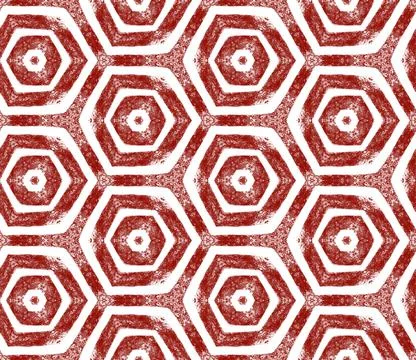 Tiled watercolor pattern. Maroon symmetrical Stock Illustration