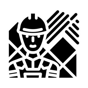 Tiler handyman glyph icon vector illustration Stock Illustration