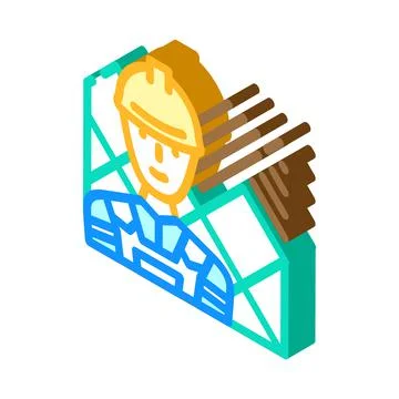 Tiler handyman isometric icon vector illustration Stock Illustration