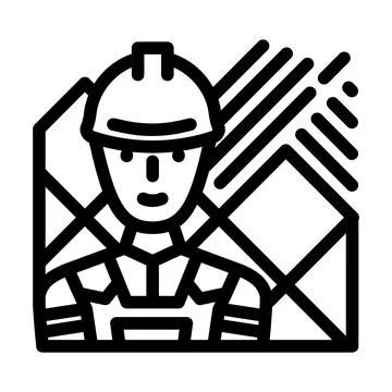 Tiler handyman line icon vector illustration Stock Illustration