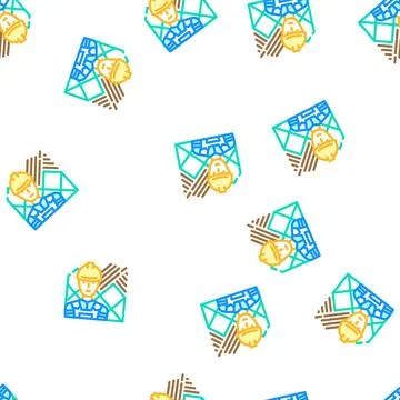 Tiler handyman vector seamless pattern Stock Illustration