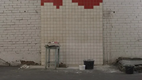 The tiler lays the tiles Stock Footage 112110746