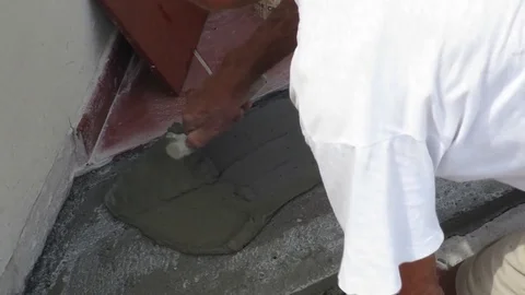 Tiler which restores the laying of the sidewalk Stock Footage 101972945