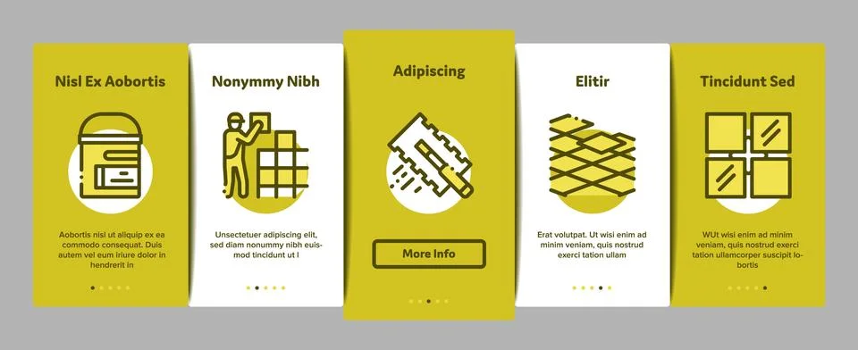 Tiler Work Equipment Onboarding Elements Icons Set Vector 스톡 일러스트