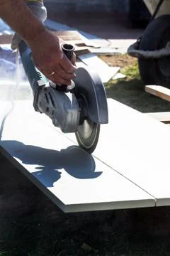 Tiler at work Foto stock