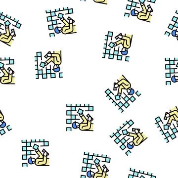 Tiler worker vector seamless pattern 库存插图