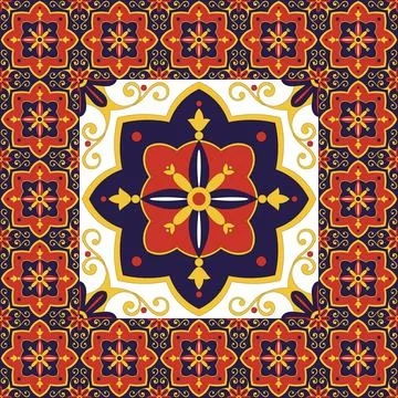 Tiles floor - vintage pattern vector with ceramic cement tiles Stock Illustration