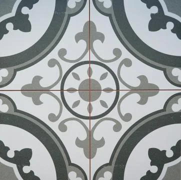 Tiles with a floral geometric pattern, square shape Foto stock