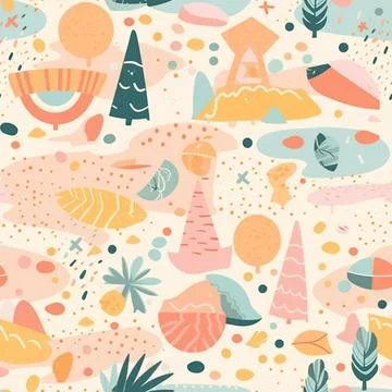 Tiles graphic pattern of beach and summer theme for wallpaper and textiles. Stock Illustration