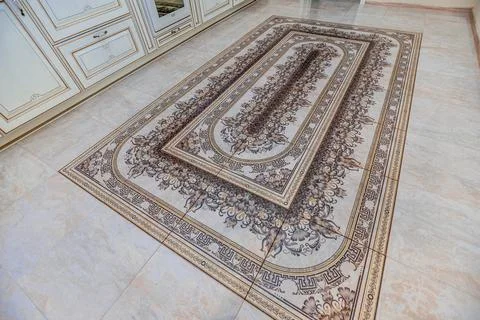 Tiles in kitchen in form of carpet Stock Photos