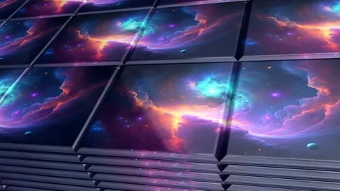 Tiles with Painted Galaxy, Background, Exclusive, Reflection, Unique Design Stock Footage 296987458
