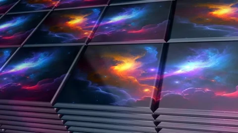 Tiles with Painted Galaxy, Background, Reflection, Exclusive, Unique Design Stock Footage 296987707