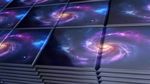 Tiles with Painted Galaxy, Background, Unique Design, Exclusive, Reflection Stock Footage 296987398