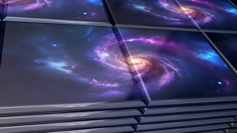 Tiles with Painted Galaxy, Exclusive, Background, Unique Design, Reflection Stock Footage 296988095
