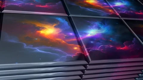 Tiles with Painted Galaxy, Exclusive, Background, Reflection, Unique Design Stock Footage 296988383