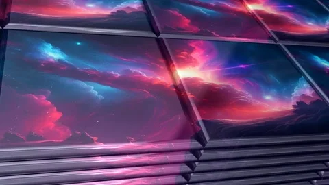 Tiles with Painted Galaxy, Exclusive, Reflection, Unique Design, Background Stock Footage 296988409