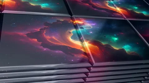 Tiles with Painted Galaxy, Exclusive, Reflection, Background, Unique Design Stock Footage 296988411