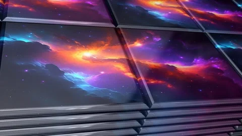 Tiles with Painted Galaxy, Exclusive, Unique Design, Background, Reflection Stock Footage 296988081
