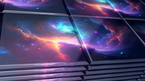 Tiles with Painted Galaxy, Exclusive, Unique Design, Reflection, Background Stock Footage 296988084