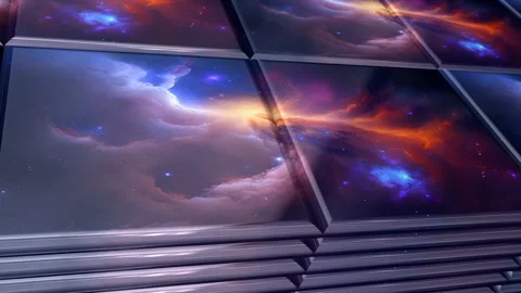 Tiles with Painted Galaxy, Reflection, Unique Design, Exclusive, Background Stock Footage 296988435