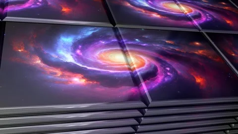 Tiles with Painted Galaxy, Reflection, Unique Design, Background, Exclusive Stock Footage 296988451