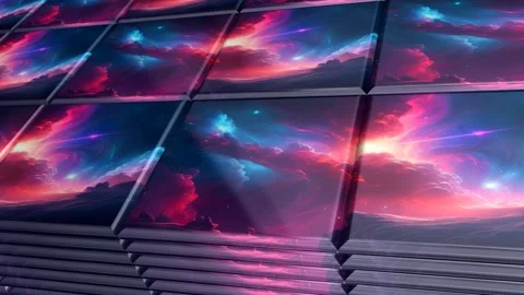 Tiles with Painted Galaxy, Unique Design, Background, Exclusive, Reflection Stock Footage 296987830