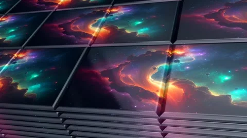 Tiles with Painted Galaxy, Unique Design, Background, Reflection, Exclusive Stock Footage 296987832