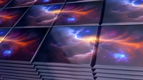 Tiles with Painted Galaxy, Unique Design, Exclusive, Background, Reflection Stock Footage 296987847