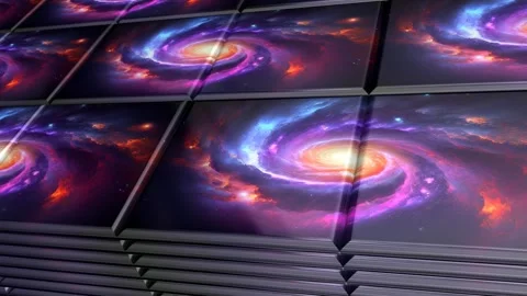 Tiles with Painted Galaxy, Unique Design, Exclusive, Reflection, Background Stock Footage 296987870