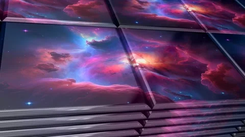Tiles with Painted Galaxy, Unique Design, Reflection, Exclusive, Background Stock Footage 296988048