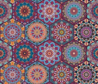 Tiles Pattern Colorful Hexagon 스톡 일러스트