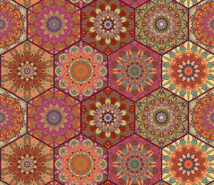 Tiles Pattern Red Hexagon Stock Illustration