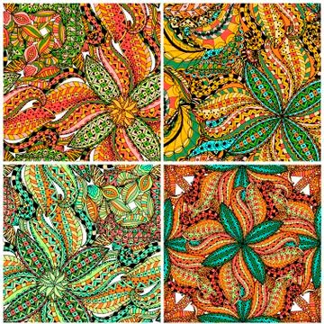 Tiles of Seamless Floral Pattern Illustrazione stock
