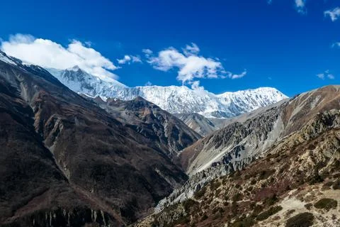 Tilicho Base Camp - A view on Himalayan valley Stock Photos