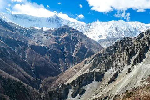 Tilicho Base Camp - A view on Himalayan valley Stock Photos