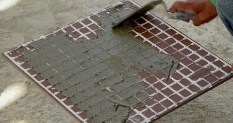 Tiling installation process home renovation instructional indoor setting Vidéo 332785336