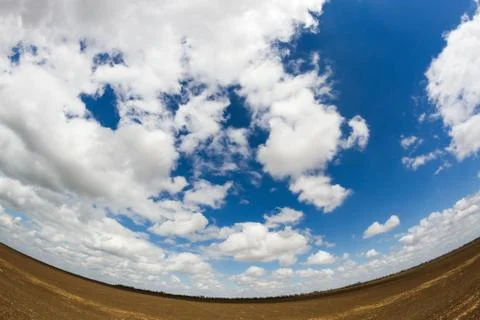 Tillage field sky clouds Stock Photos