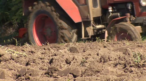 Tillage of land with tractor Stock Footage 35453455