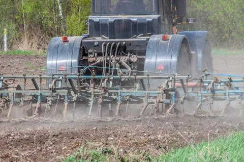 Tillage in spring Stock Photos