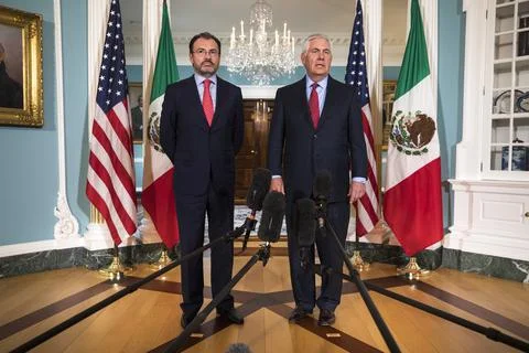 Tillerson Welcomes Mexican Foreign Secretary Caso to State Department, Washingto Stock Photos