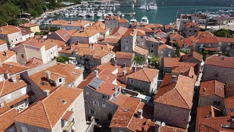 Tilt aerial view of Budva Stock Footage 208075301
